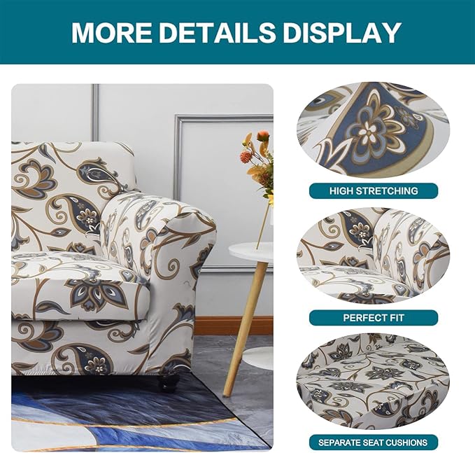 KRFOONN 2 Piece Chair Covers Printed Sofa Covers Couch Covers Washable Armchair - Image 2