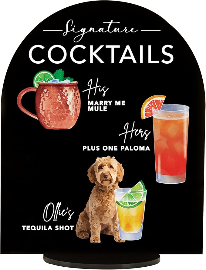 Pet Signature Drink Wedding Signs by Elation+Factory+Co.