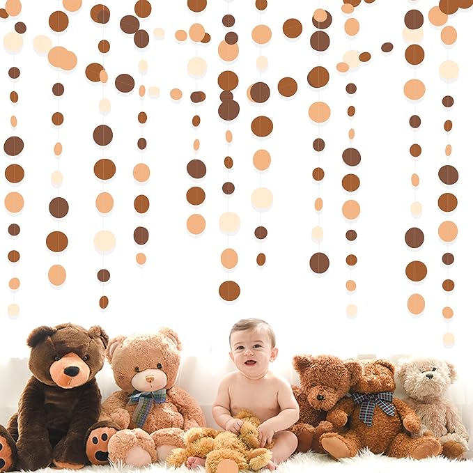 Ombre Brown Party Decorations Polka Dots Garlands Cream Tan Brown Boho Hanging - Image 5