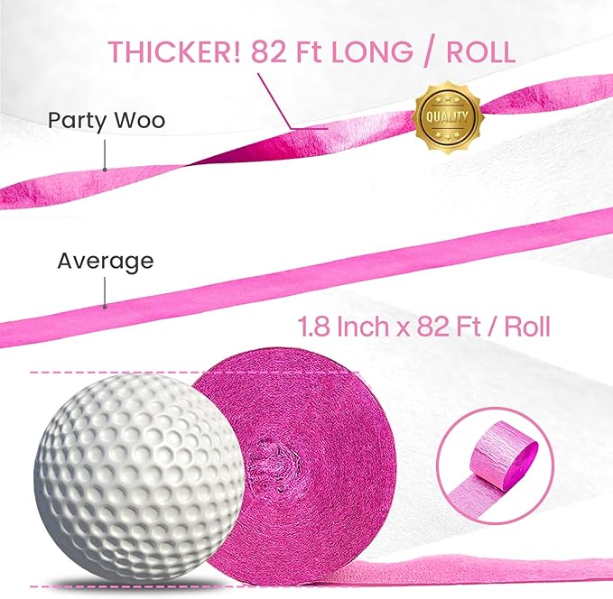 PartyWoo Pink Crepe Paper Streamers 4pcs 328ft Pack of Dark Hot Pink Magenta - Image 3
