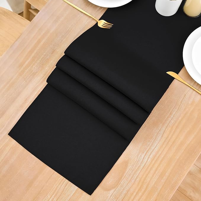 2 Pack Black Table Runner 12 x 90 Inch Solid Color Farmhouse Runners Coffee - Image 8