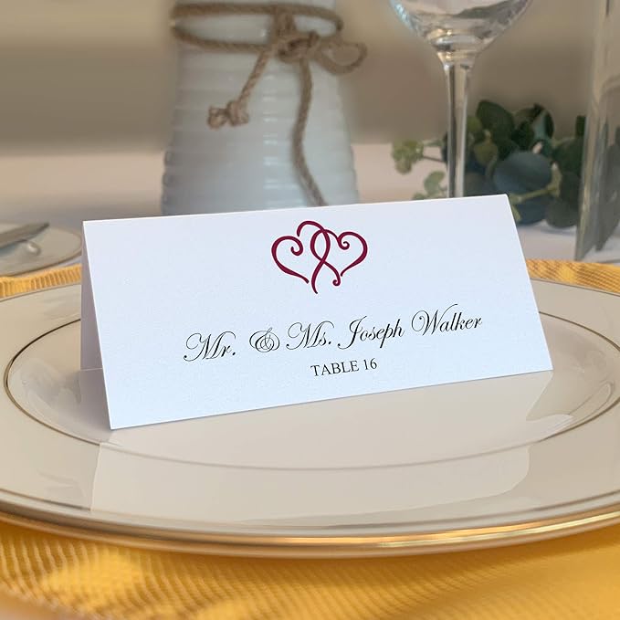Linked Hearts Place Cards, Pre-cut and Scored by DocumentsandDesigns