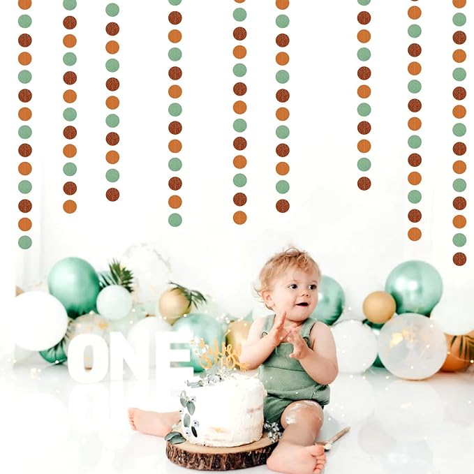Boho Sage-Green Brown Party-Decorations Streamers-Garland - 52ft Fall Woodland - Image 6