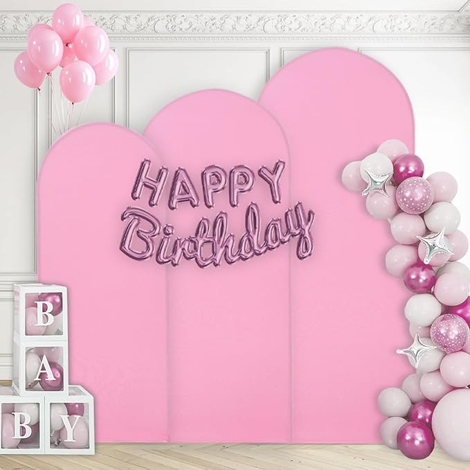 WEERRW Pink Arch Backdrop Cover Ballon Arch Stand Covers Set of 3 Spandex - Image 2