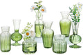 Hewory Small Ribbed Glass Bud Vases Set of 8 Green Flower Vase Centerpieces by Hewory