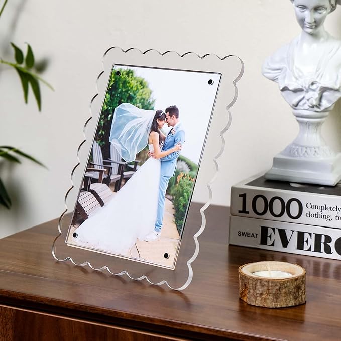 Cuspin 5x7 Acrylic Frames Set of 2 Scalloped Picture Frame - Image 3