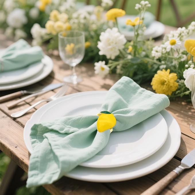 Napkin Rings Set of 6 Yellow Lemon Napkin Rings - Image 3