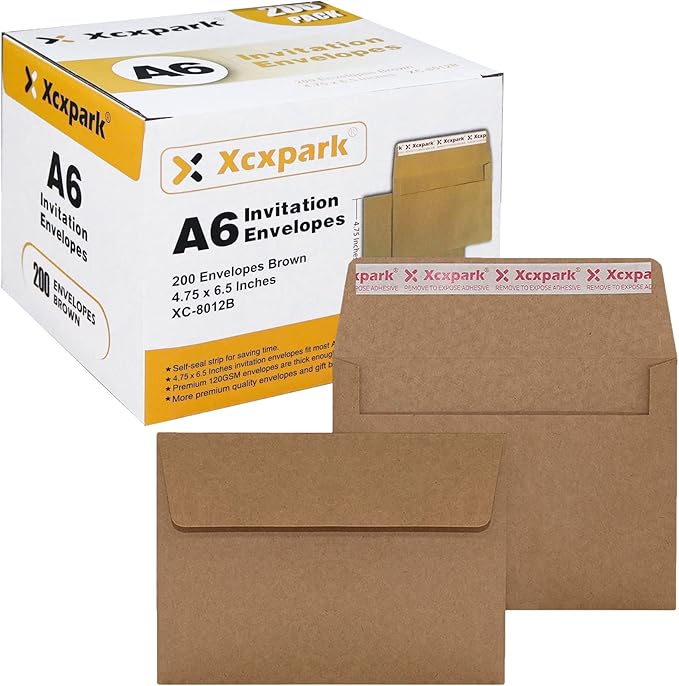 200 Qty Printable A6 Invitation Envelopes 4.75 x 6.5 Cards, Self Seal 120GSM by Xxcxpark