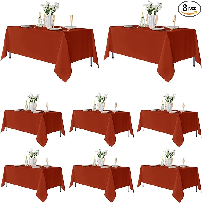 Fitable 8 Pack Rectangle Tablecloths: Stain Resistant Wrinkle Free Fall Table by Fitable