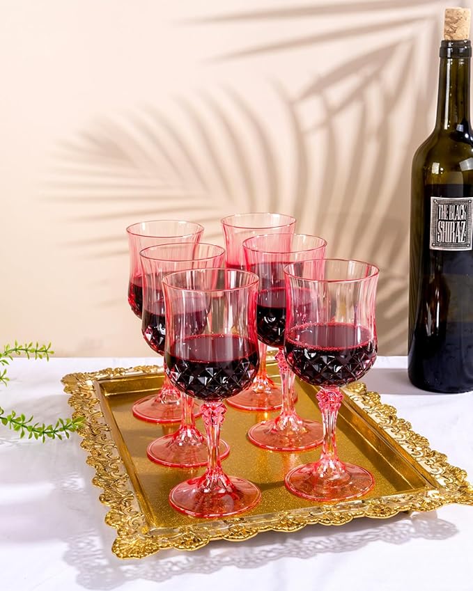 Ciaell 24PCS Pink Plastic Wine Glasses - 7 Oz Plastic Goblets - Image 9