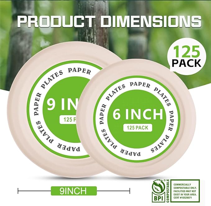 Disposable Paper Plates, 9 inch Heavy Duty Paper Plate, Soak and Cut Proof - Image 2