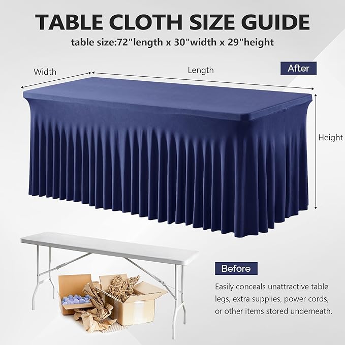 Wish Care 2 Pack Navy Blue Stretch Spandex Table Clothes - Image 3