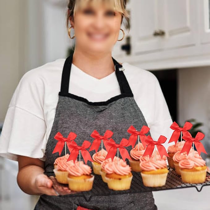 24 PCS Bow Cupcake Toppers Bowknot Cake Toppers Bow Cupcake Picks Bowknot - Image 7