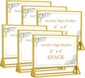 Clear Acrylic Sign Holder 6x 4 Horizontal Double Sided Gold Frame Display Stand by PPH-SisyPurchaseNow