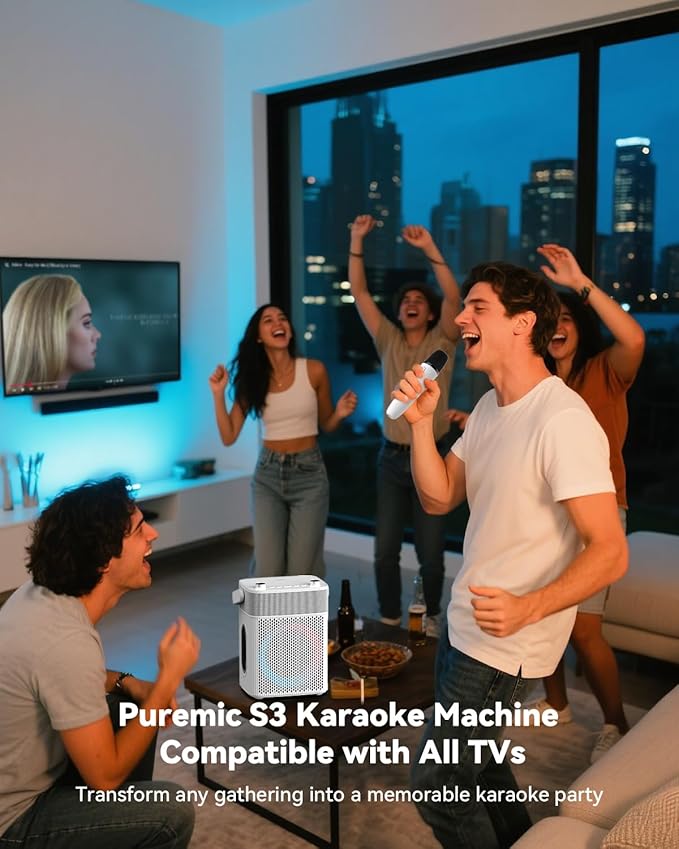 Karaoke Machine with 2 UHF Wireless Microphones with Leather Bag, IPX4 - Image 3
