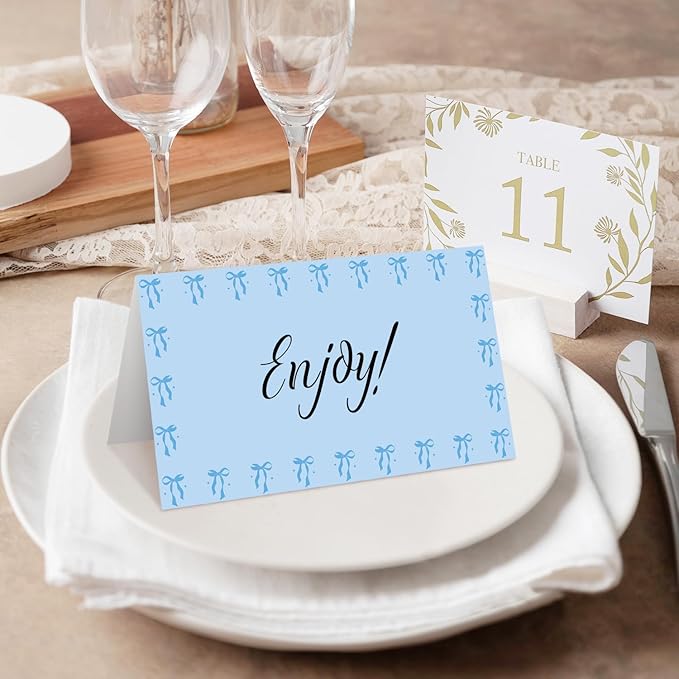25 Bow Place Cards for Table Seating, Tent Cards for Birthday Bridal Shower - Image 4