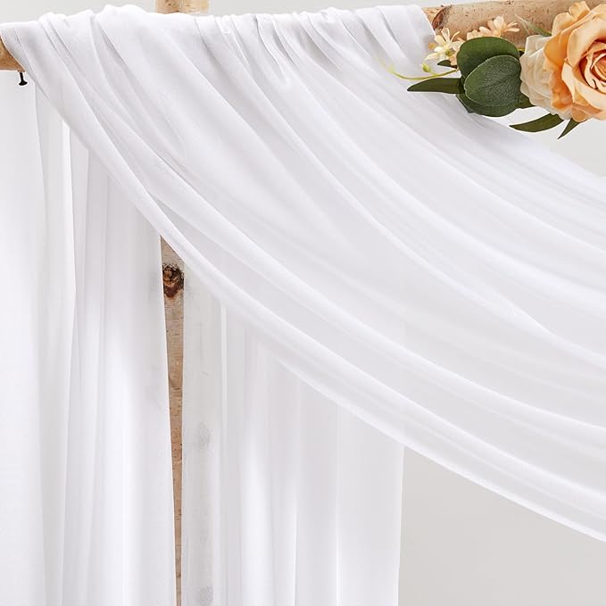 Wedding Arch Draping Fabric 3 Panels 30" X 20FT Sheer Arch Drapes Fabric White - Image 3