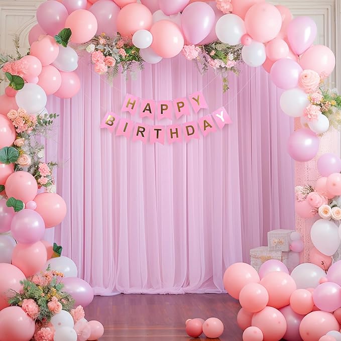 10x10ft Baby Pink Tulle Backdrop Curtain - Image 8
