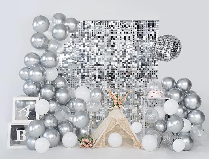 Kate Square Sliver Sequin Wall Panel Backdrop Sliver Glitter Panels Wedding - Image 7