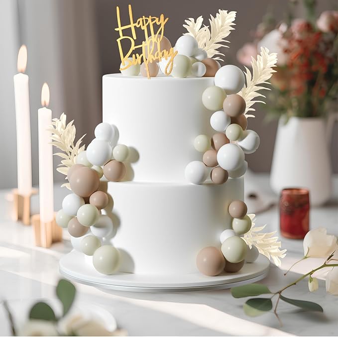 MIAHART Ball Cake Toppers Boho Grass Cake Topper Ball Cake Insert Decoration - Image 3