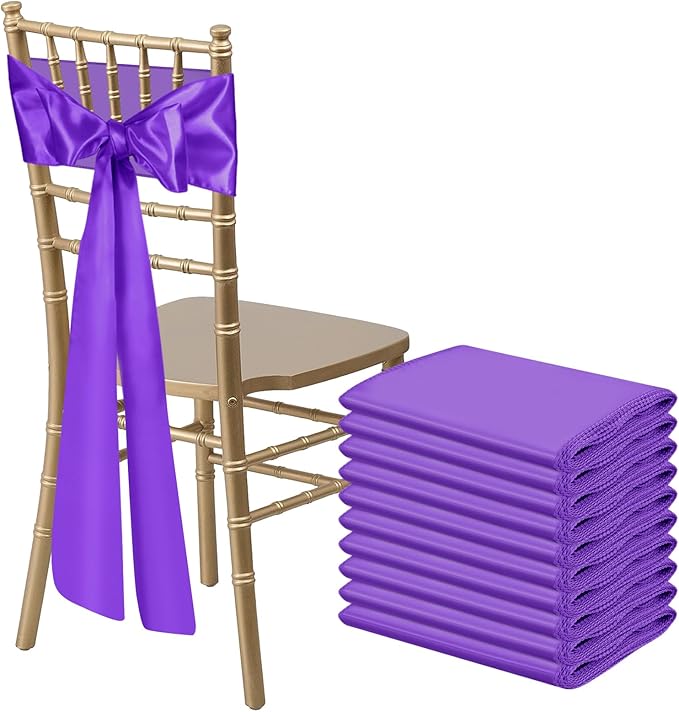 10 PCS Satin Chair Sashes Bows Universal Chair Ribbon Ties Back Sash by LooksForwardtoSeeingYou