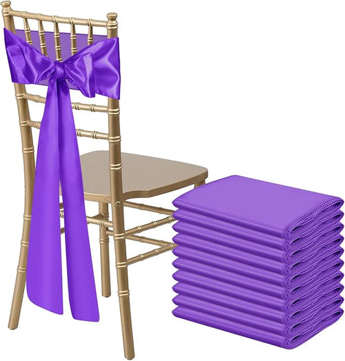 10 PCS Satin Chair Sashes Bows Universal Chair Ribbon Ties Back Sash by LooksForwardtoSeeingYou