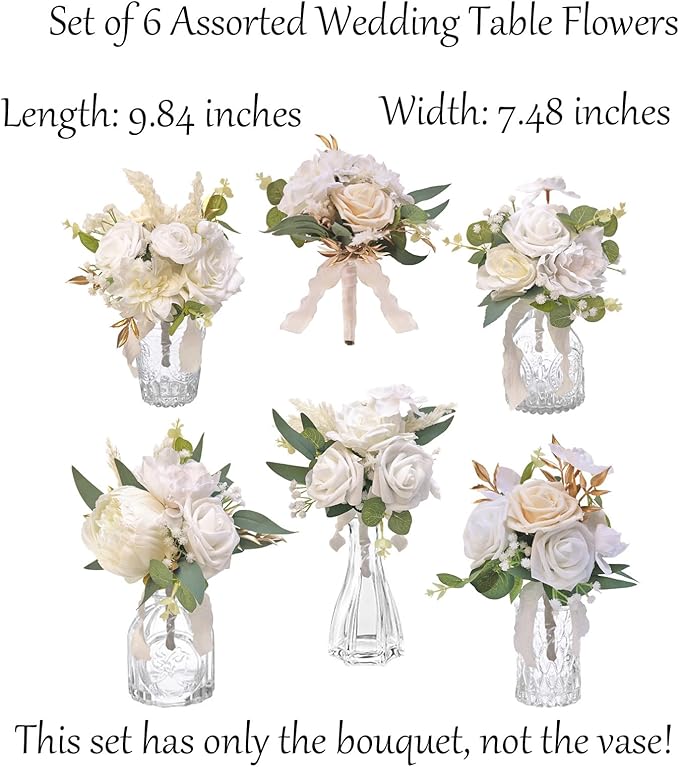 CherishedMoments Set of 6 Assorted Flower Centerpieces Mini Floral Wedding - Image 2