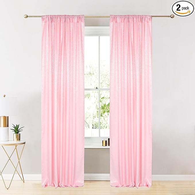 ShiDianYi Baby Pink Sequin Backdrop Curtains 2 Pieces 4FTX10FT Pink Backdrop by ShiDianYi