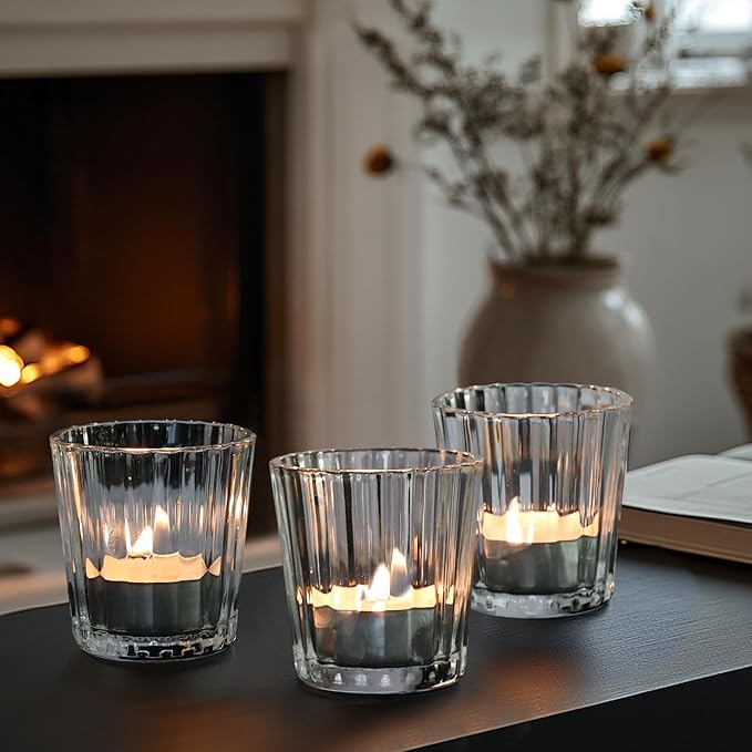 ComSaf Votive Candle Holders, Ribbed Tealight Candle Holder - Image 7
