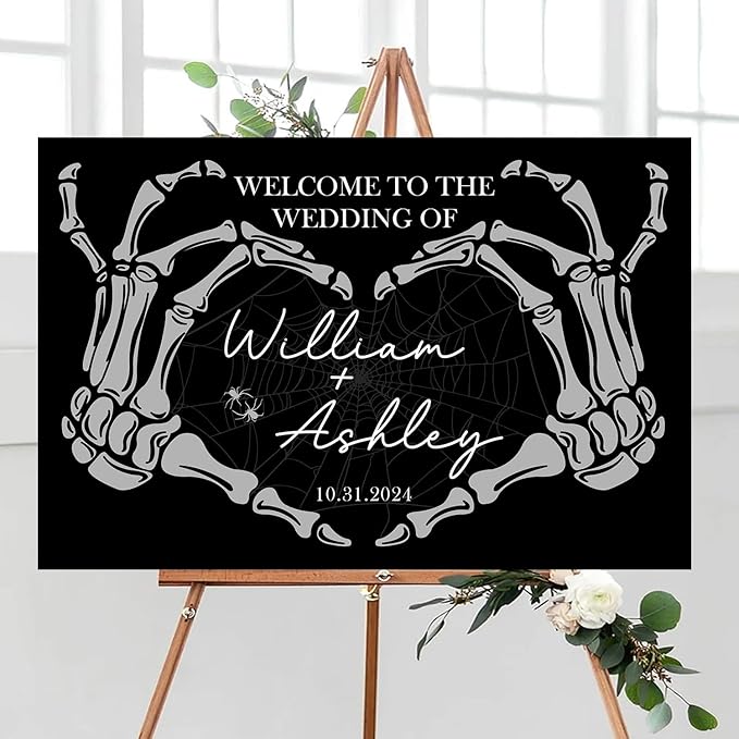 Welcome To Our Wedding Sign, Gothic Wedding, Wedding Sign Halloween Wedding - Image 2