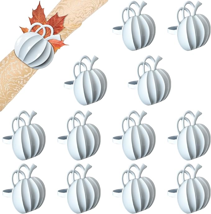 Halatool Thanksgiving Pumpkin Napkin Rings Set of 12, Alloy Fall Napkin Rings by HALATOOL