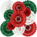 BEISHIDA Red Green White Hanging Tissue Honeycomb Round Paper Fans Decor Kit by Beishida