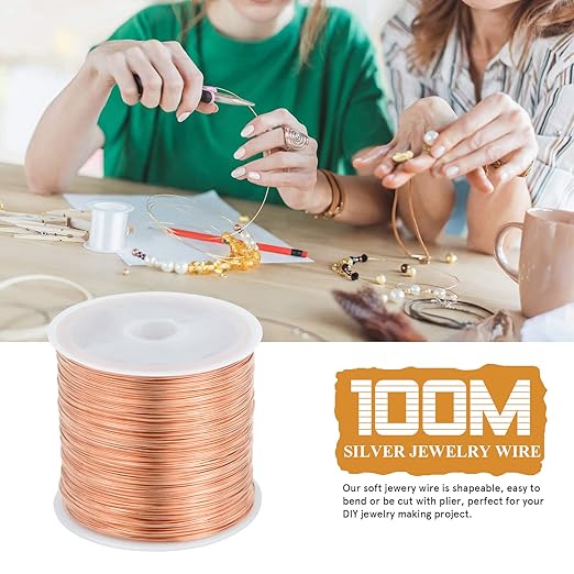 Cadikez 26 Gauge Rose Gold Plated Brass Jewelry Making Wire 100M/0.4mm Soft - Image 2
