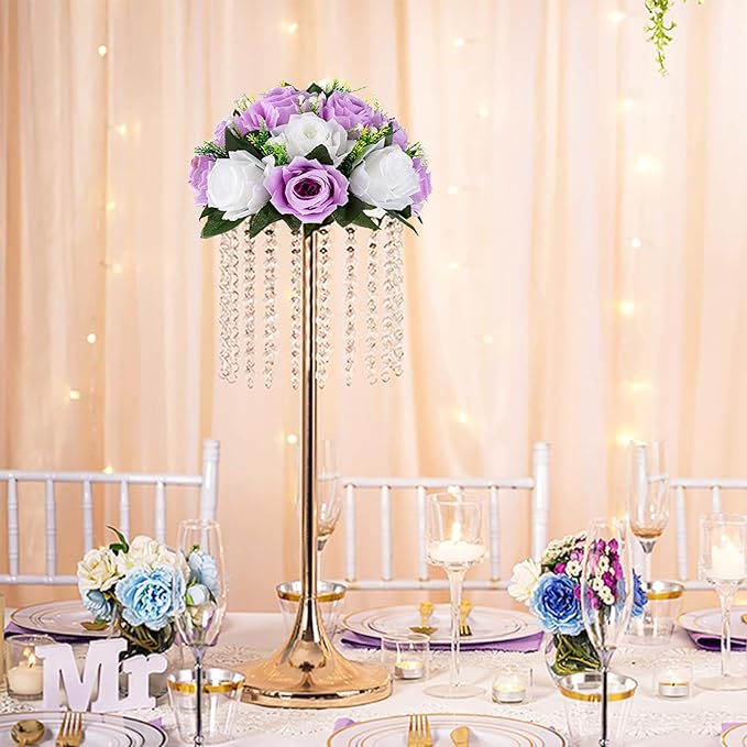 BLOSMON Lilac Purple Flowers Artificial: 2 Pcs Fake Roses Flower Balls - Image 8