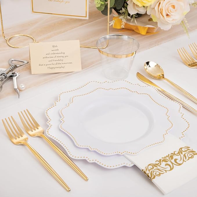 COLOSUS 175pcs Plastic Party Plates Disposable Plastic Dinnerware set. 25guests - Image 6