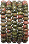 Natural Unakite Stone Rondelle 5x8mm Loose Semi Gemstone Beads by Beadia