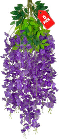 5 Pack Purple Wisteria Hanging Flowers, 3.44 Ft Fake Hanging Flowers, by ZEBMOON