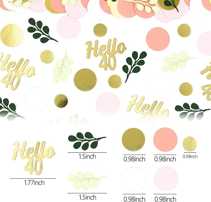 300PC 40TH Birthday Confetti for Table Pink and Sage Green Happy 40TH Birthday - Image 4
