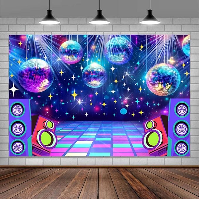 Dance Party Backdrop Retro 80s 90s Theme Stage Dance Ball Music Birthday Party by MERCHR