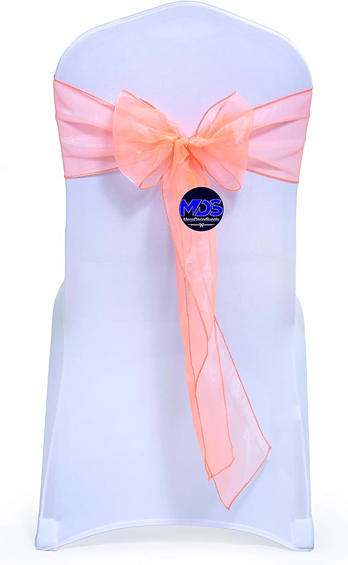 MDS Pack of 150 PCS Organza Chair Sashes Wider Dining Chair Bows Ribbon Tie Back by MDS