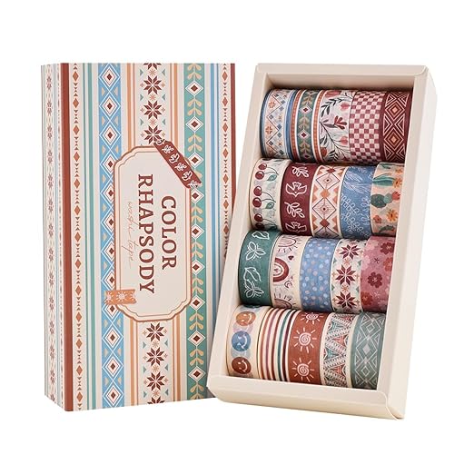 20 Rolls Bohemia Theme Washi Tape Set, Writable Decorative Tapes by ICCEEMEE