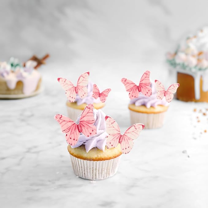 Ephlyn 40Pcs Edible Butterfly Cupcake Toppers 3D Butterfly Cake Picks Mixed - Image 4