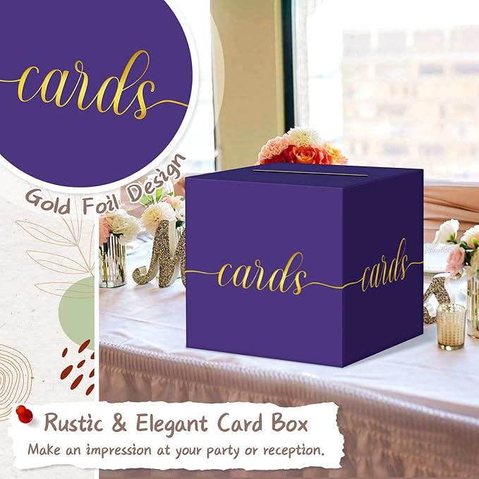 QIKSION Purple Graduation Card Box, Wedding Reception, Baby Shower - Image 3