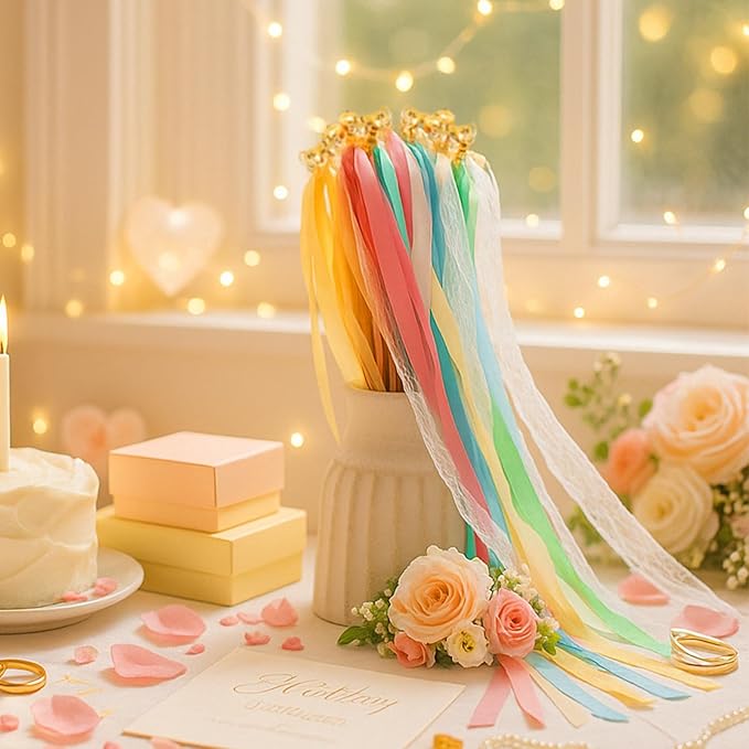 Taiyin 150 Pcs Lace Ribbon Stick Wands Wedding Wand Streamers - Image 5