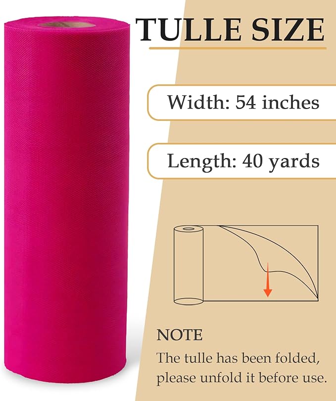 Fuchsia Tulle Fabric Roll - Image 2
