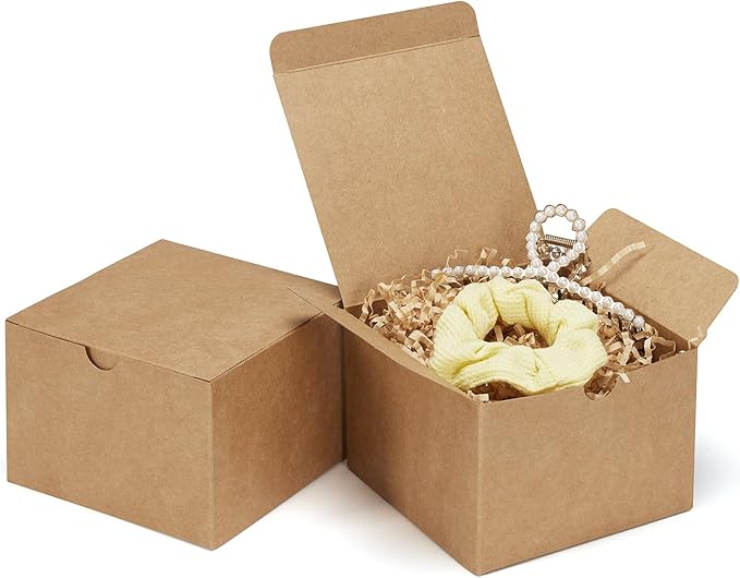 Eupako Brown Gift Boxes 5x5x3.5 25 Pack Kraft Paper Gift Boxes by Eupako