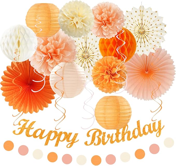 Orange-Beige Fal Boho Birthday Party-Decorations by Huglony