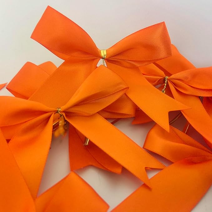 50pcs 3-1/2" Orange Twist Ties Satin Bows in Pumpkin Color Twist Tie Bows - Image 8