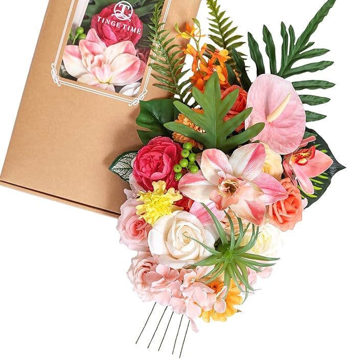 TINGE TIME Artificial Flowers Combo, Fake Flowers Box by TINGETIME