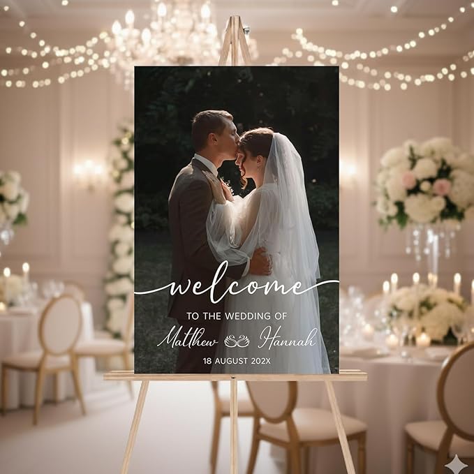 Personalized Wedding Photo Acrylic Welcome Sign – Custom Picture Board - Image 3